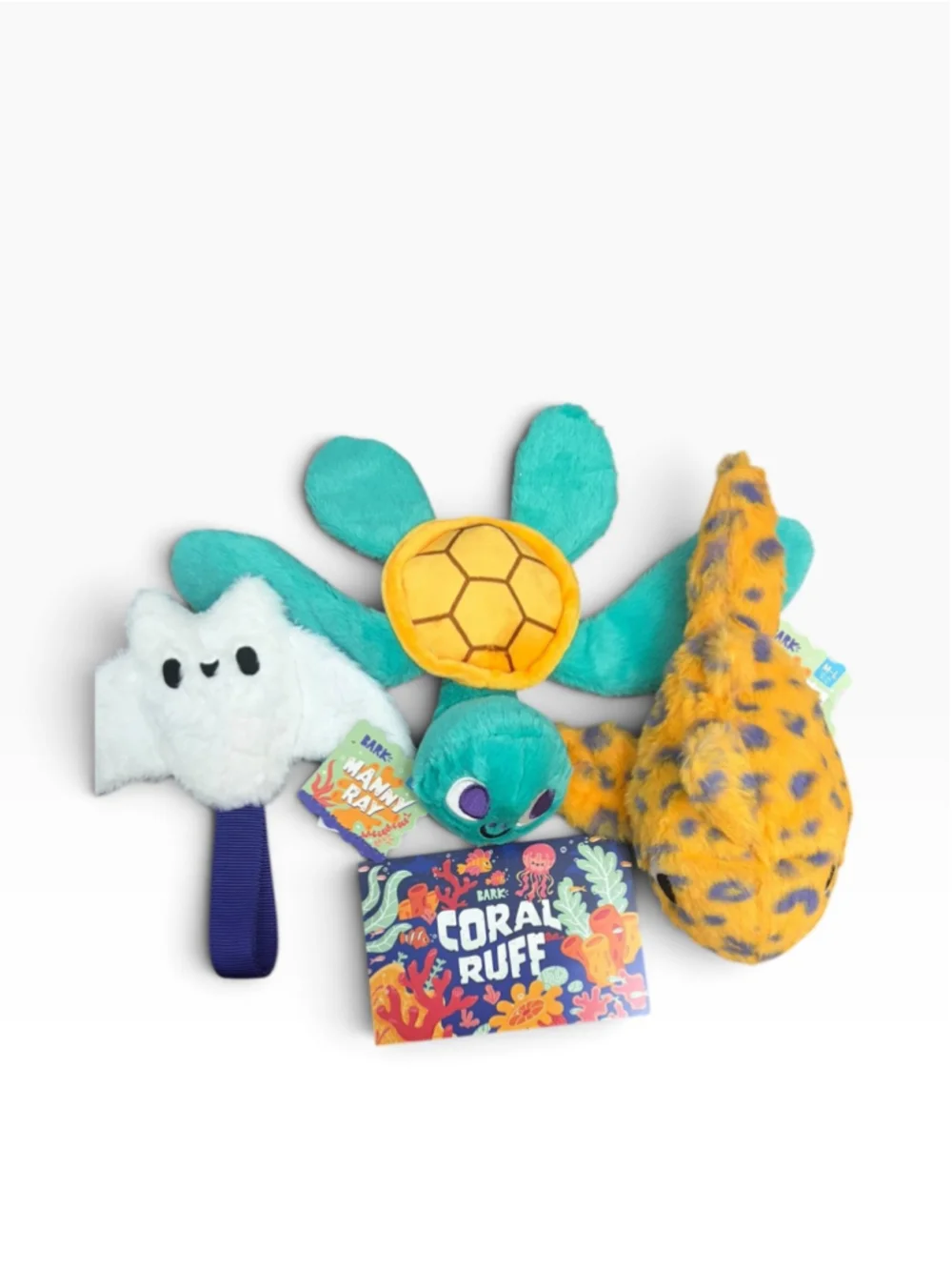 BARK Manny Ray Coral Ruff Dog Toy Set